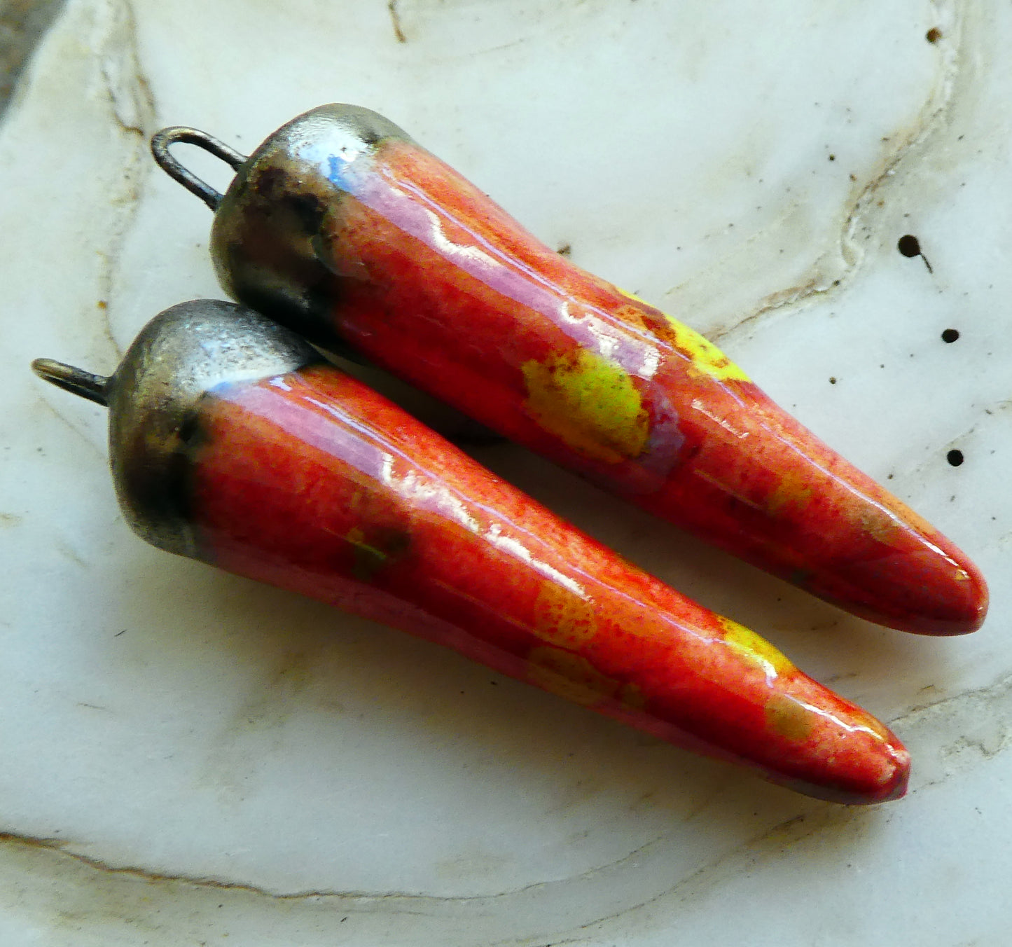 Ceramic Spikes Earring Charms - Firecracker