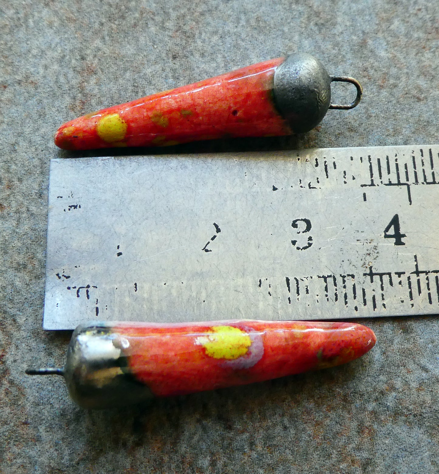 Ceramic Spikes Earring Charms - Firecracker