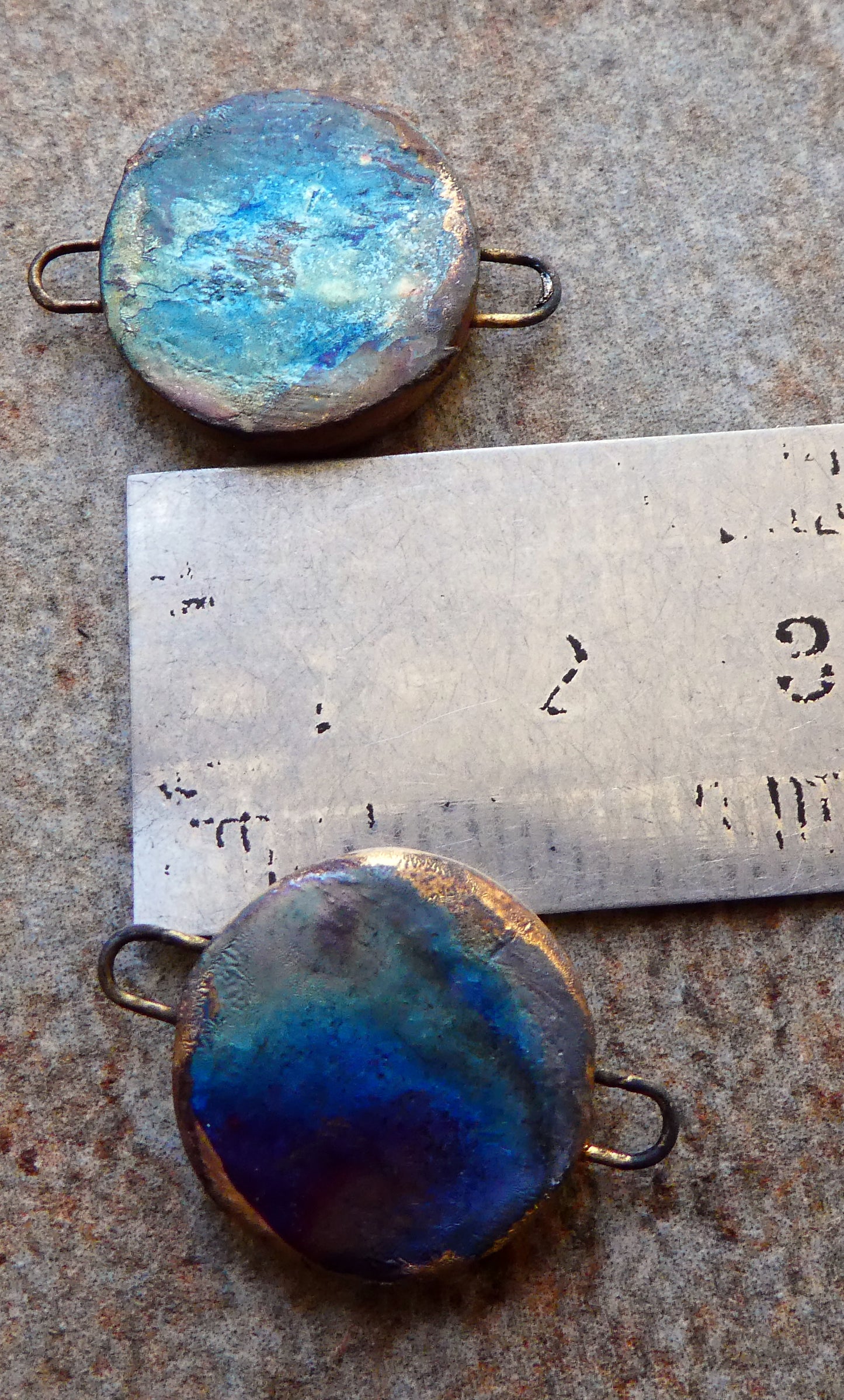 Ceramic Little Disc Tree Decal Earring Connectors