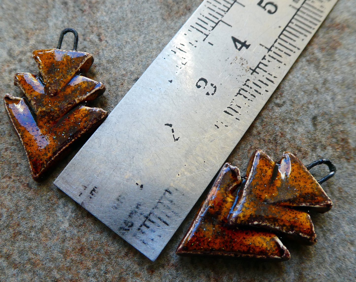 Ceramic Stacked Triangle Charms -Amber Sparks