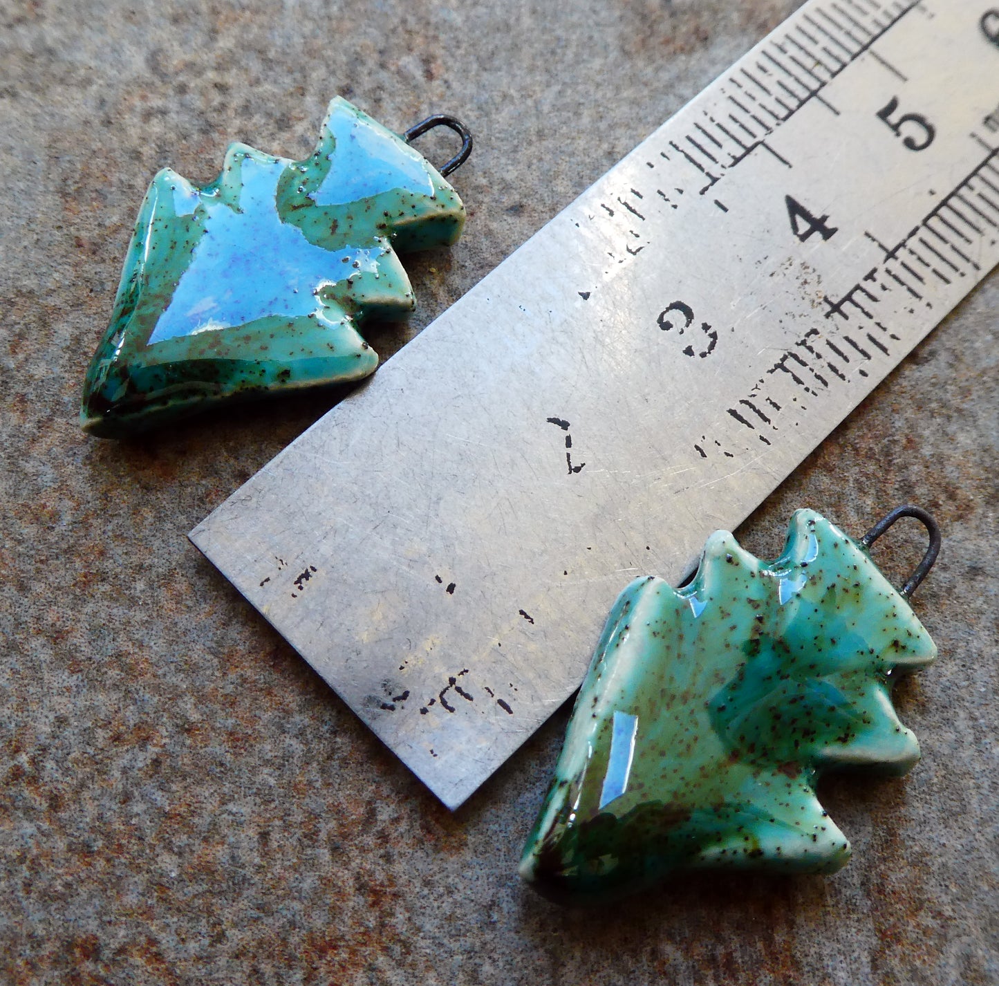 Ceramic Stacked Triangle Charms -Santa Lucia