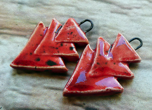 Ceramic Stacked Triangle Charms -Ladybug