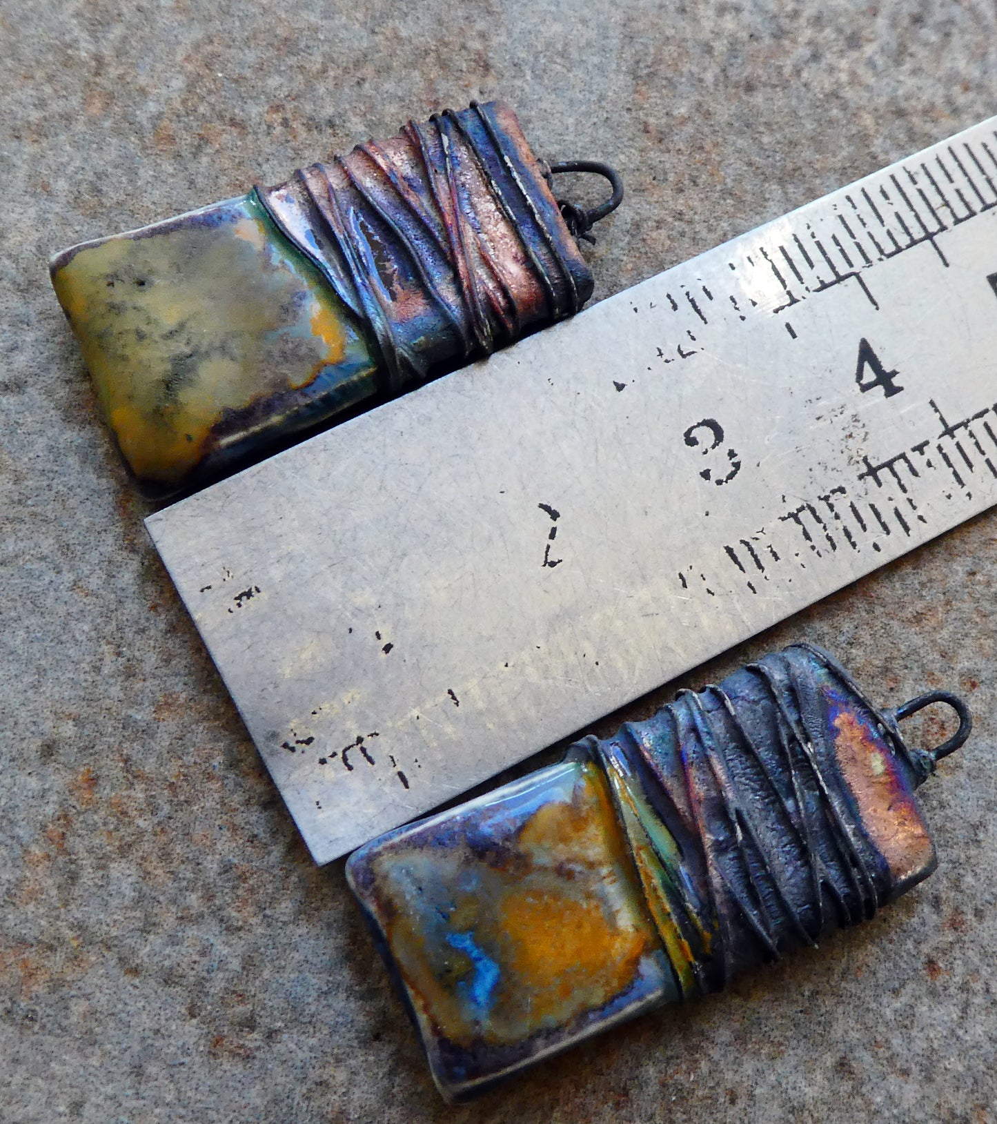 Ceramic Wire Wrapped Tablet Charms - Outer Space