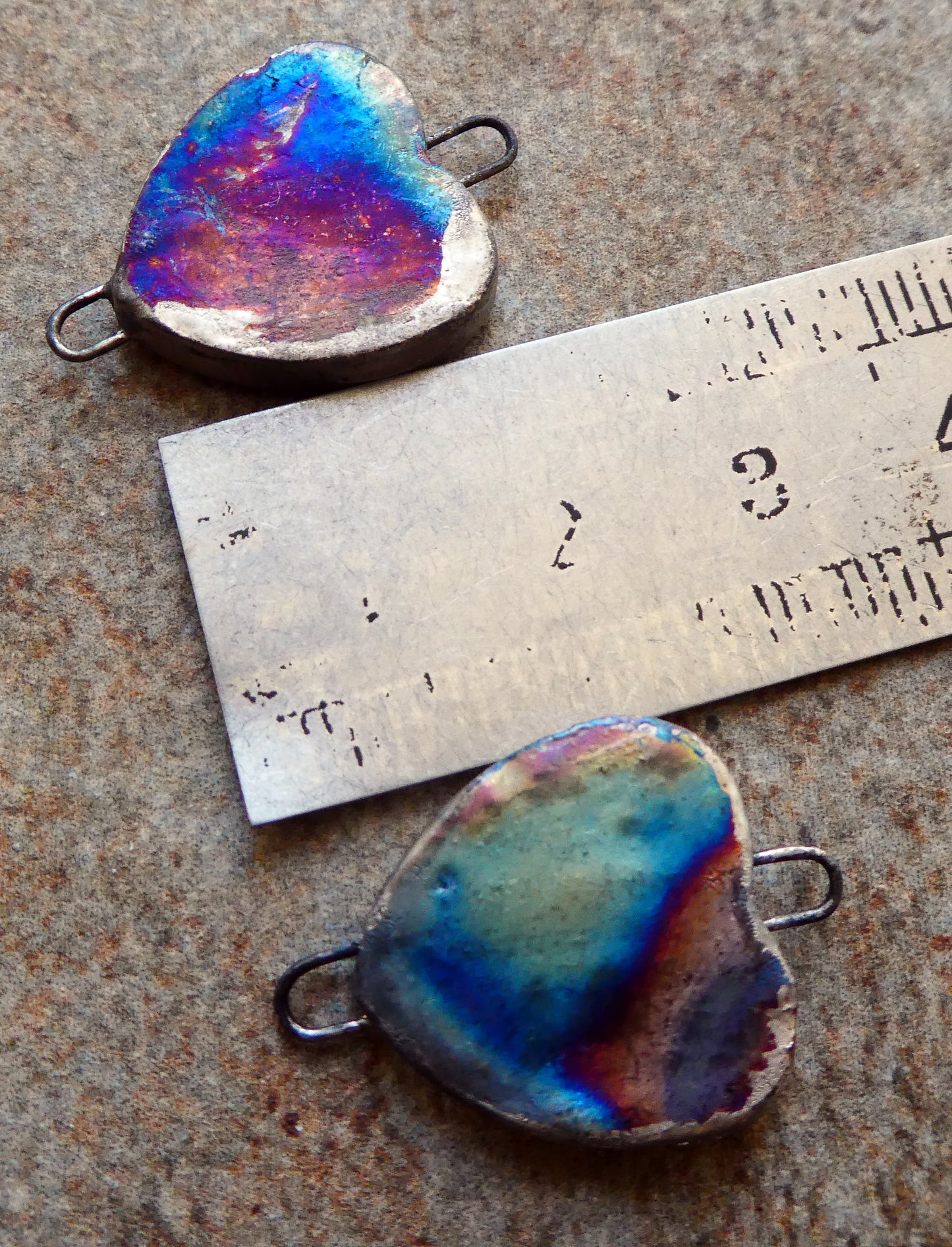 Ceramic Monstor and Bride Decal Heart Connectors #1