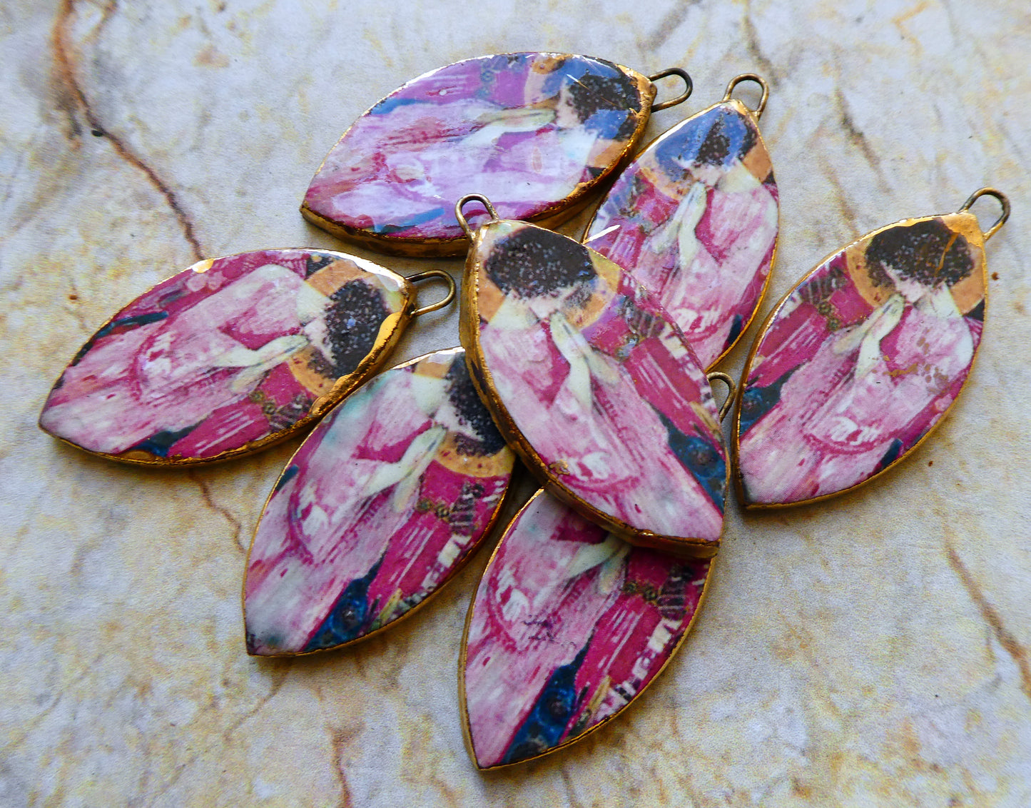 Ceramic Pink Angel Decal Charms