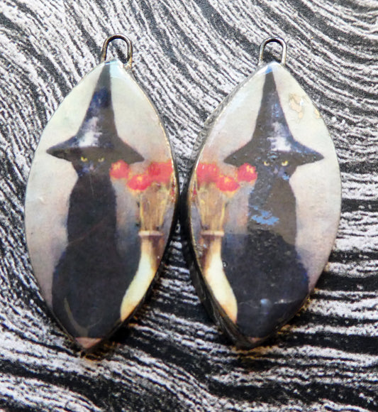 Ceramic Vintage Cat Decal Charms #2