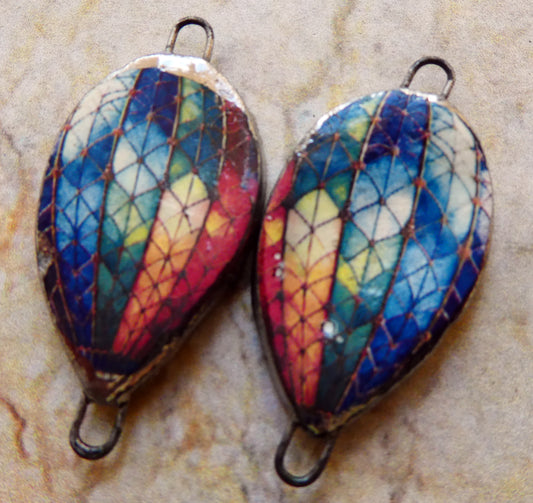 Ceramic Vintage Hot Air Balloon Decal Connectors #12