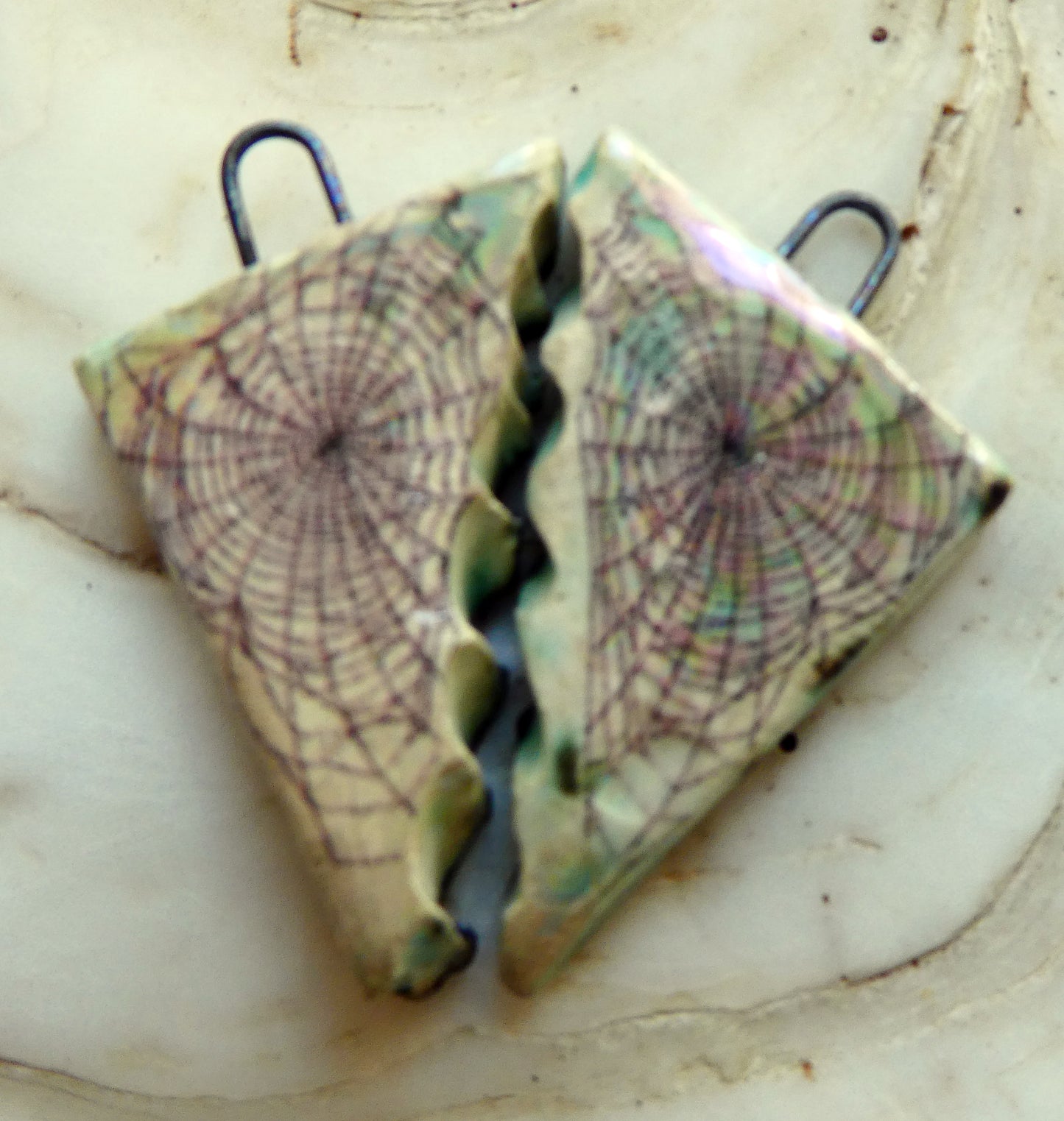 Ceramic Decal Cobweb Earring Charms #5