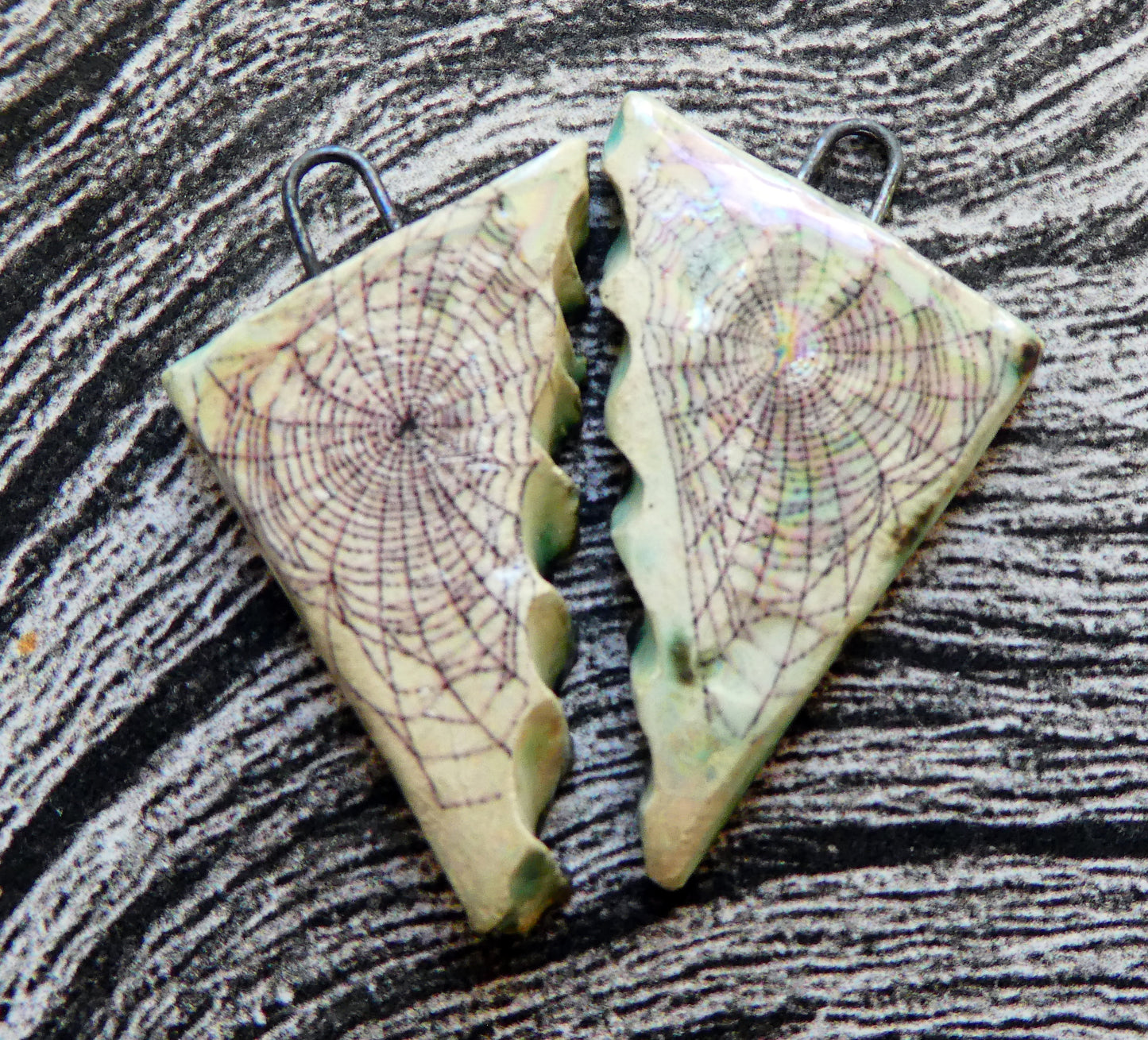 Ceramic Decal Cobweb Earring Charms #5