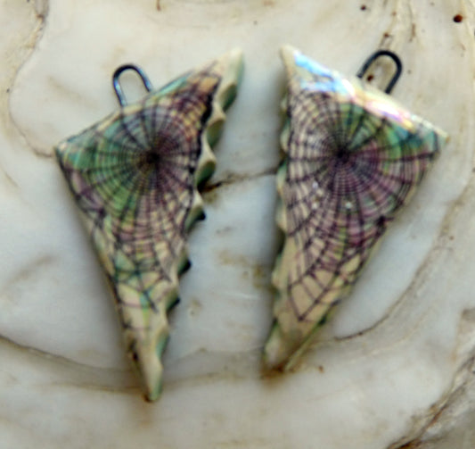 Ceramic Decal Cobweb Earring Charms #6