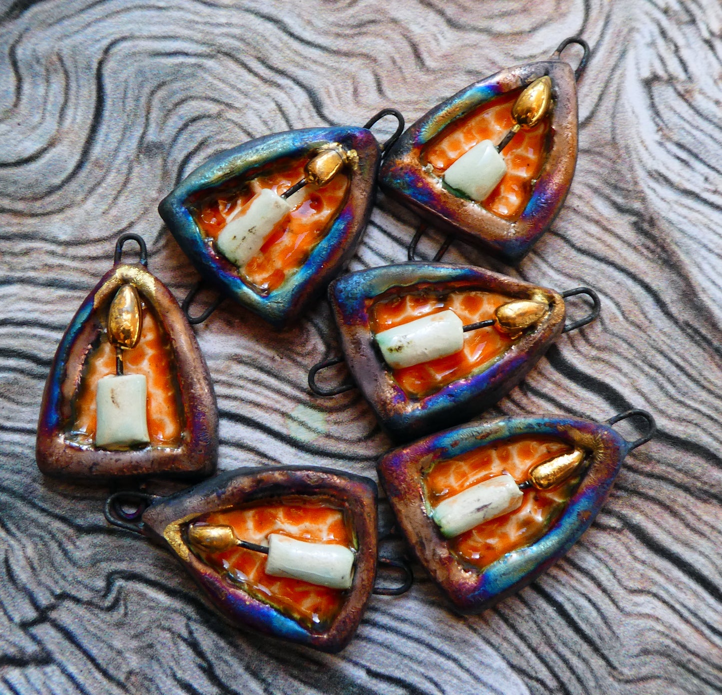 Ceramic Candle Arch Earring Connectors - Wildfire