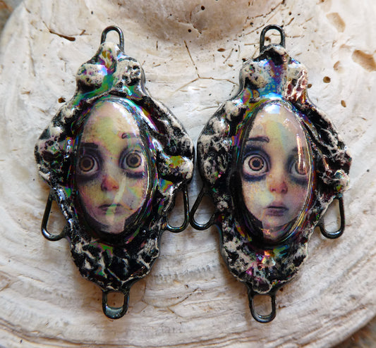 Ceramic Filligree Spooky Girl Connectors #1