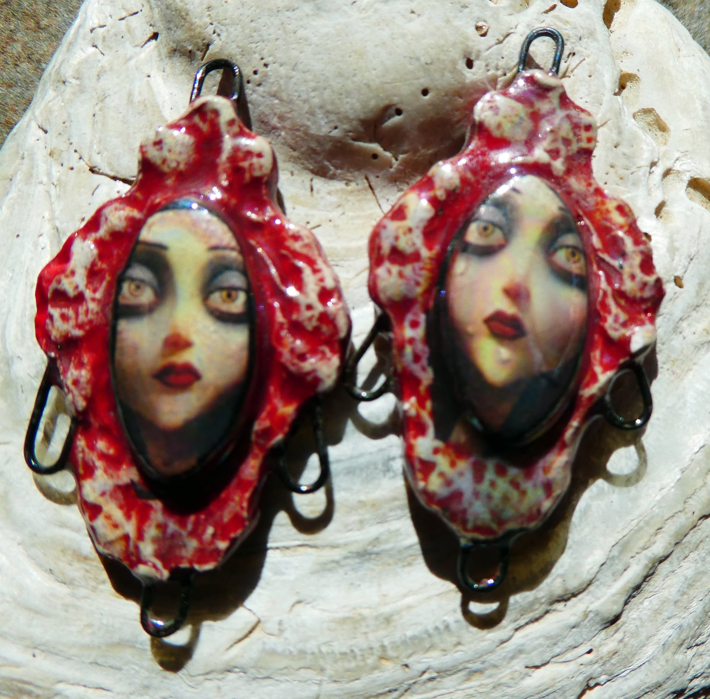 Ceramic Filligree Spooky Girl Connectors #7