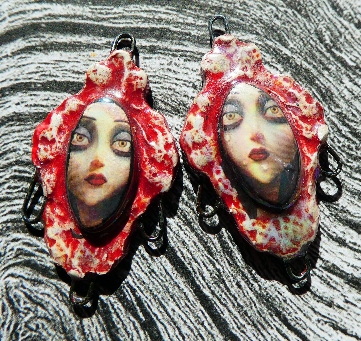 Ceramic Filligree Spooky Girl Connectors #7