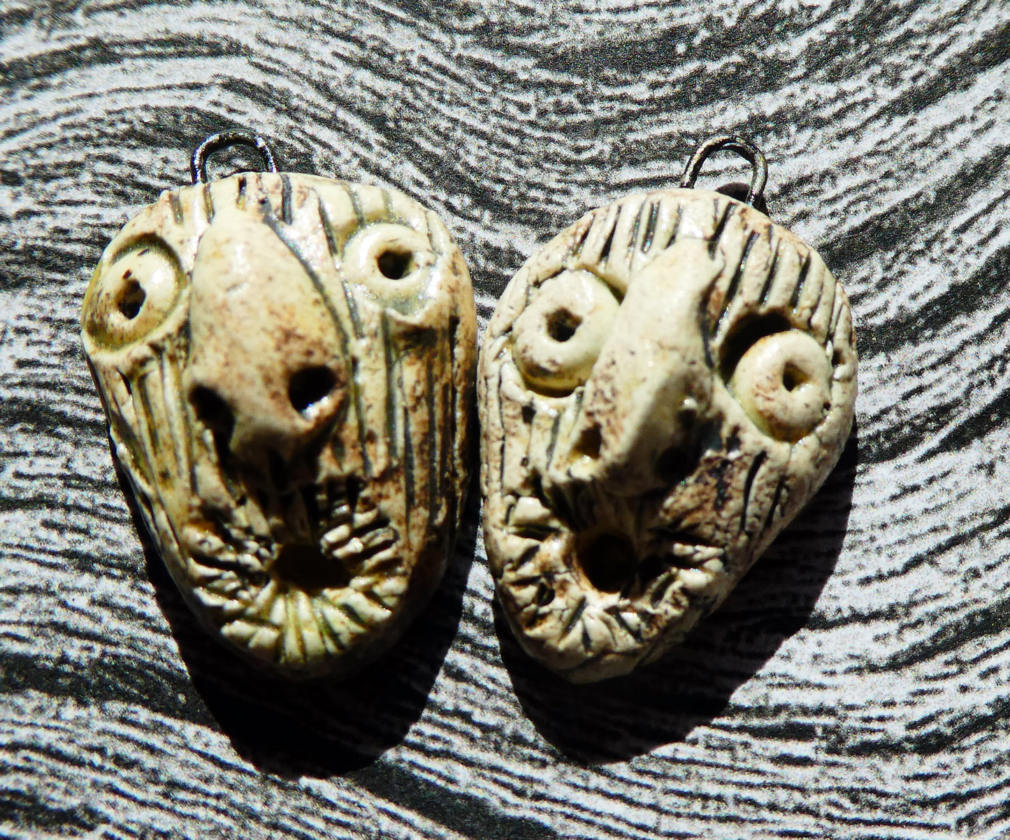 Ceramic Voodoo Stapled Head Charms #5