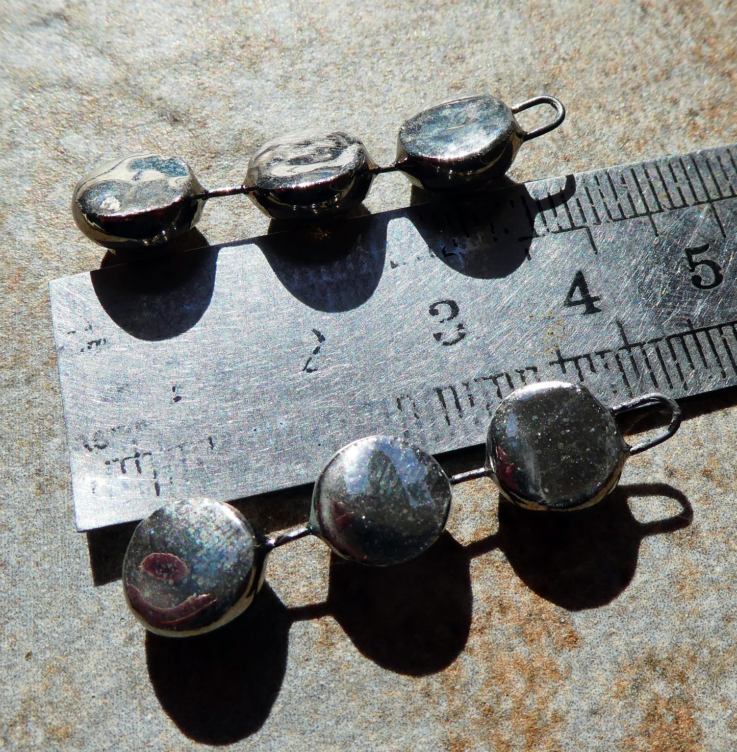 Ceramic Moulded Disc Stack Charms -Platinum and Gold