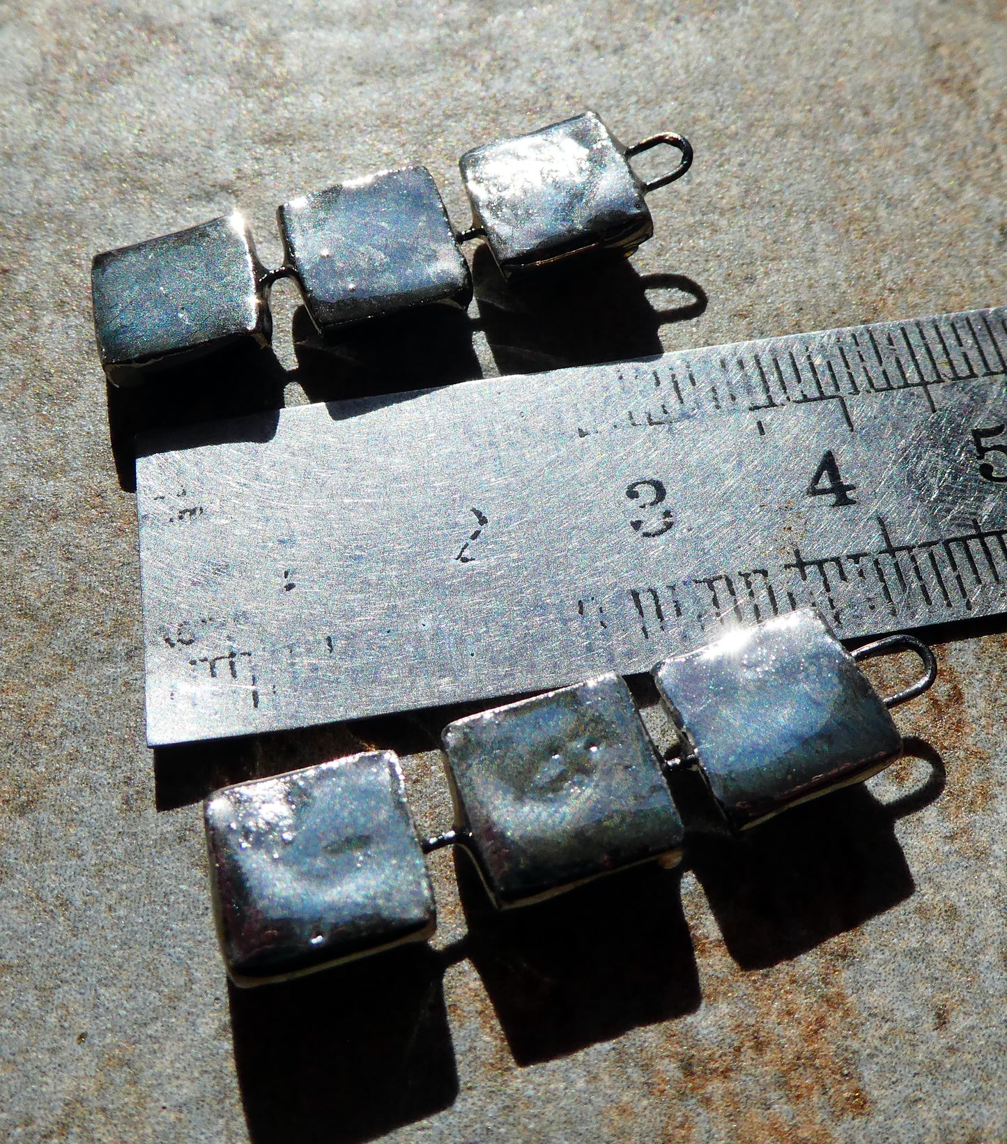 Ceramic Moulded Square Stack Charms -Gold and Platinum