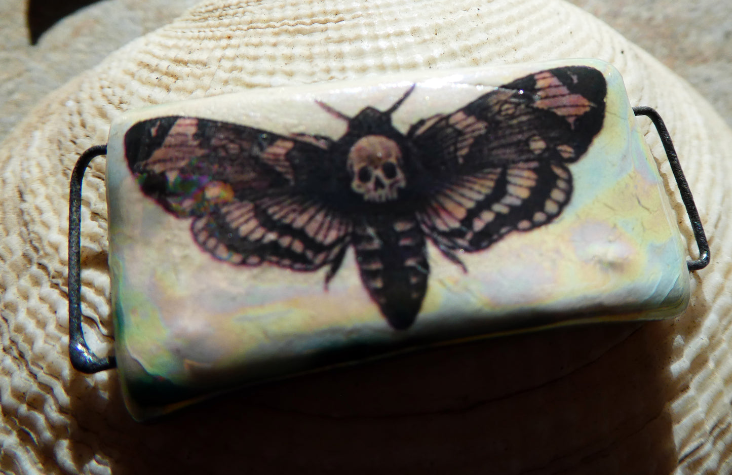 Ceramic Deathshead Moth Decal Bracelet Focal#2