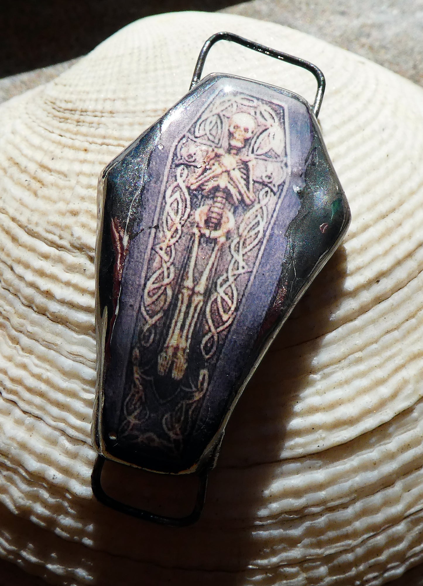 Ceramic Coffin and Skeleton Decal Bracelet Focal #1