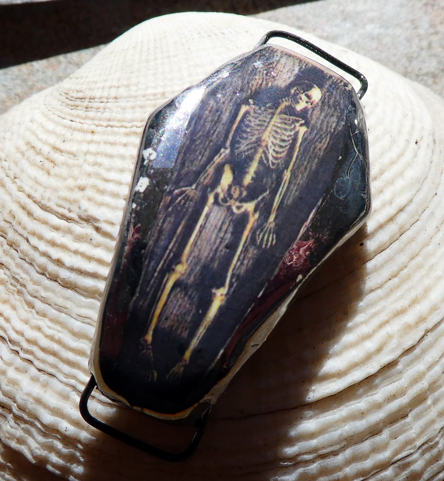 Ceramic Coffin and Skeleton Decal Bracelet Focal #2