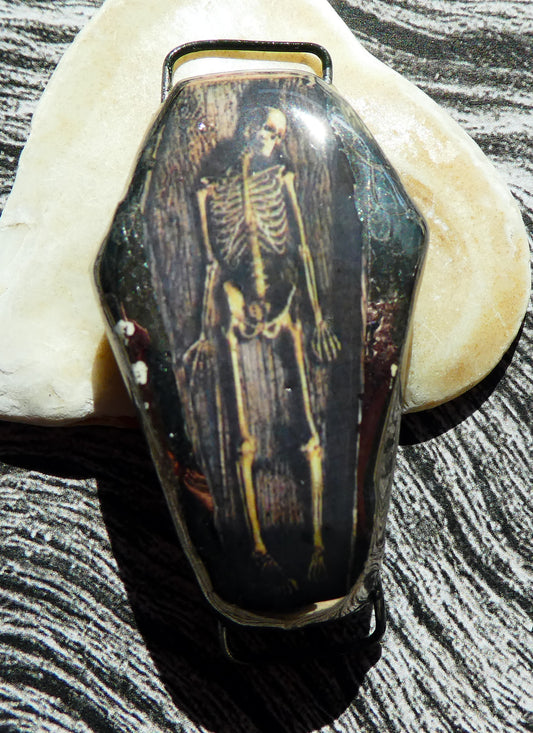 Ceramic Coffin and Skeleton Decal Bracelet Focal #2