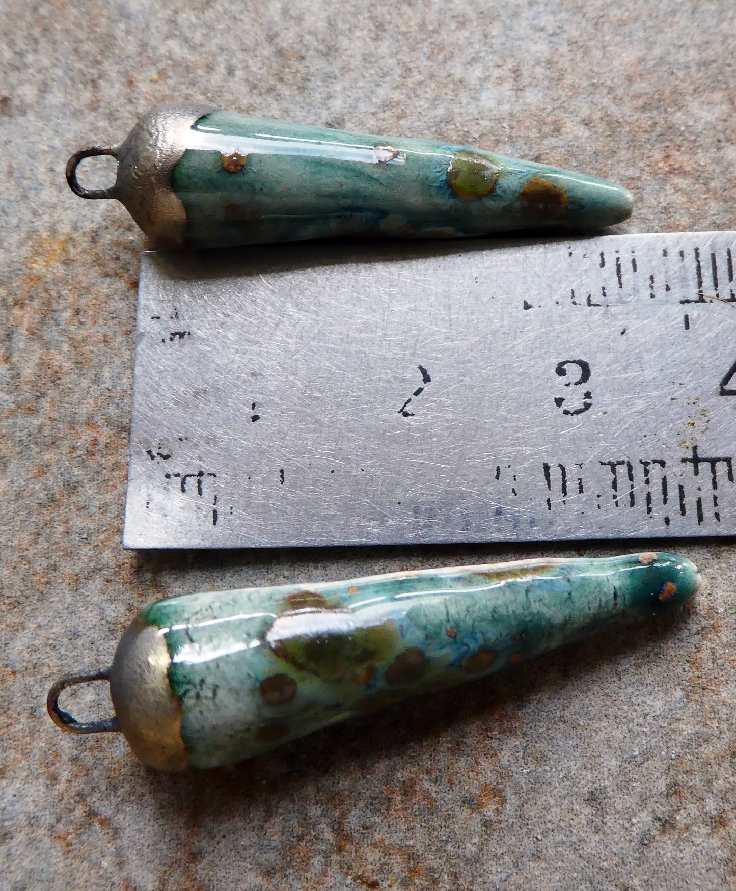 Ceramic Spikes Earring Charms - Mystic Jade