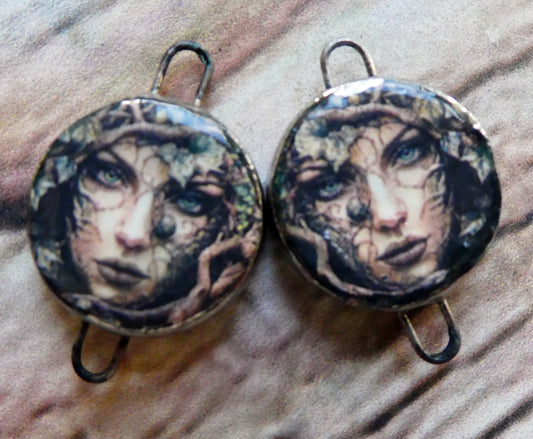 Ceramic Green Woman Decal Disc Connectors - #1