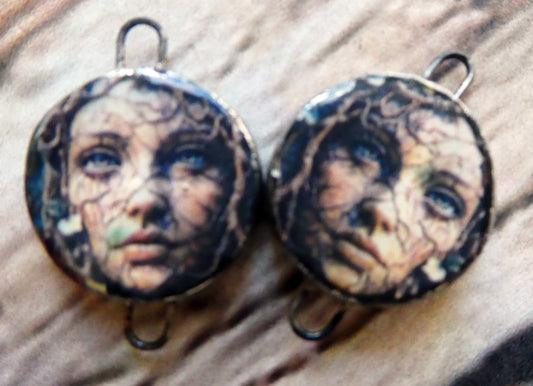 Ceramic Green Woman Decal Disc Connectors - #2