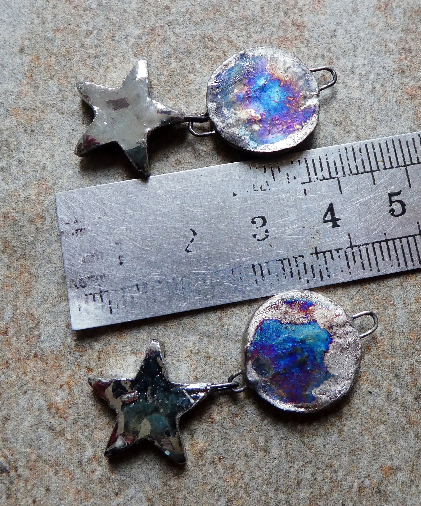 Ceramic Vintage Sun and Moon Decal and Star Earring Dangles #14