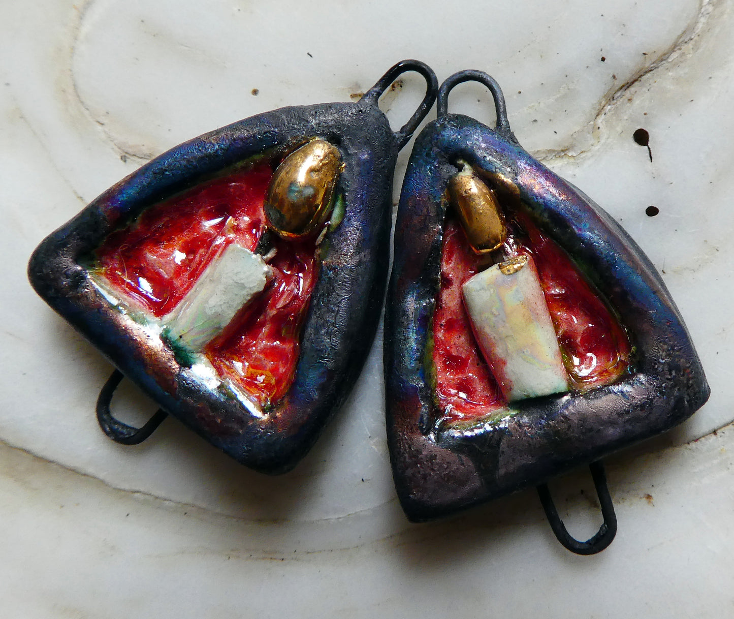 Ceramic Candle Arch Earring Connectors - Firecracker