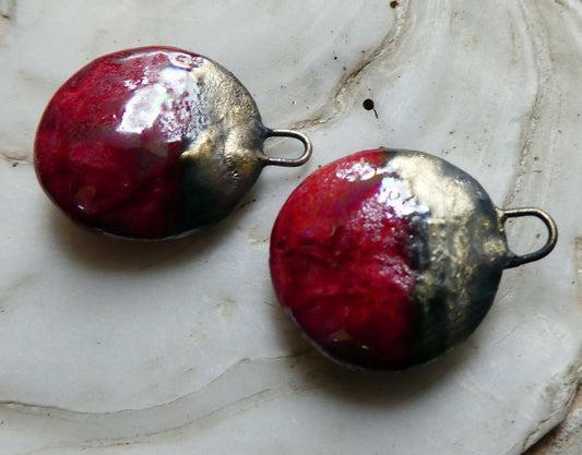 Ceramic Lustrous Disc Drops - Red