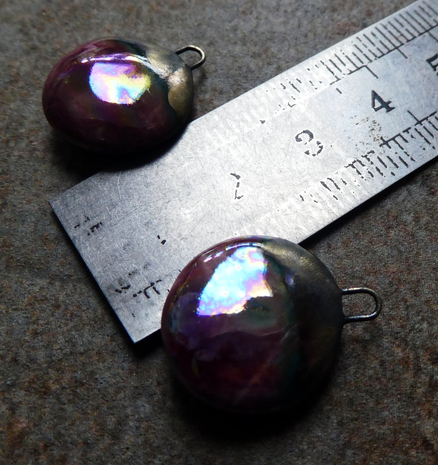 Ceramic Lustrous Disc Drops -Plum Passion