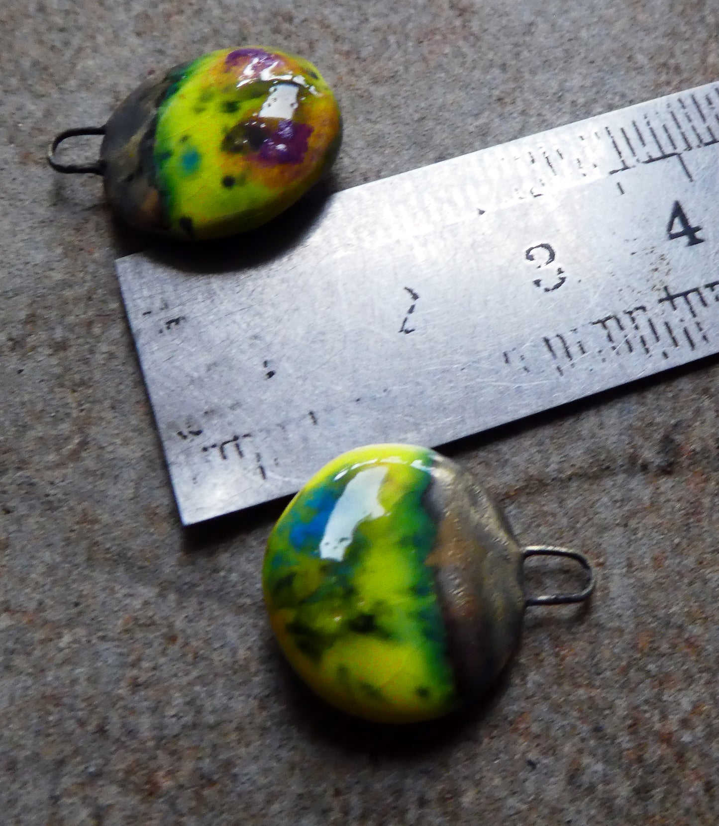 Ceramic Lustrous Disc Drops -Mardi Gras