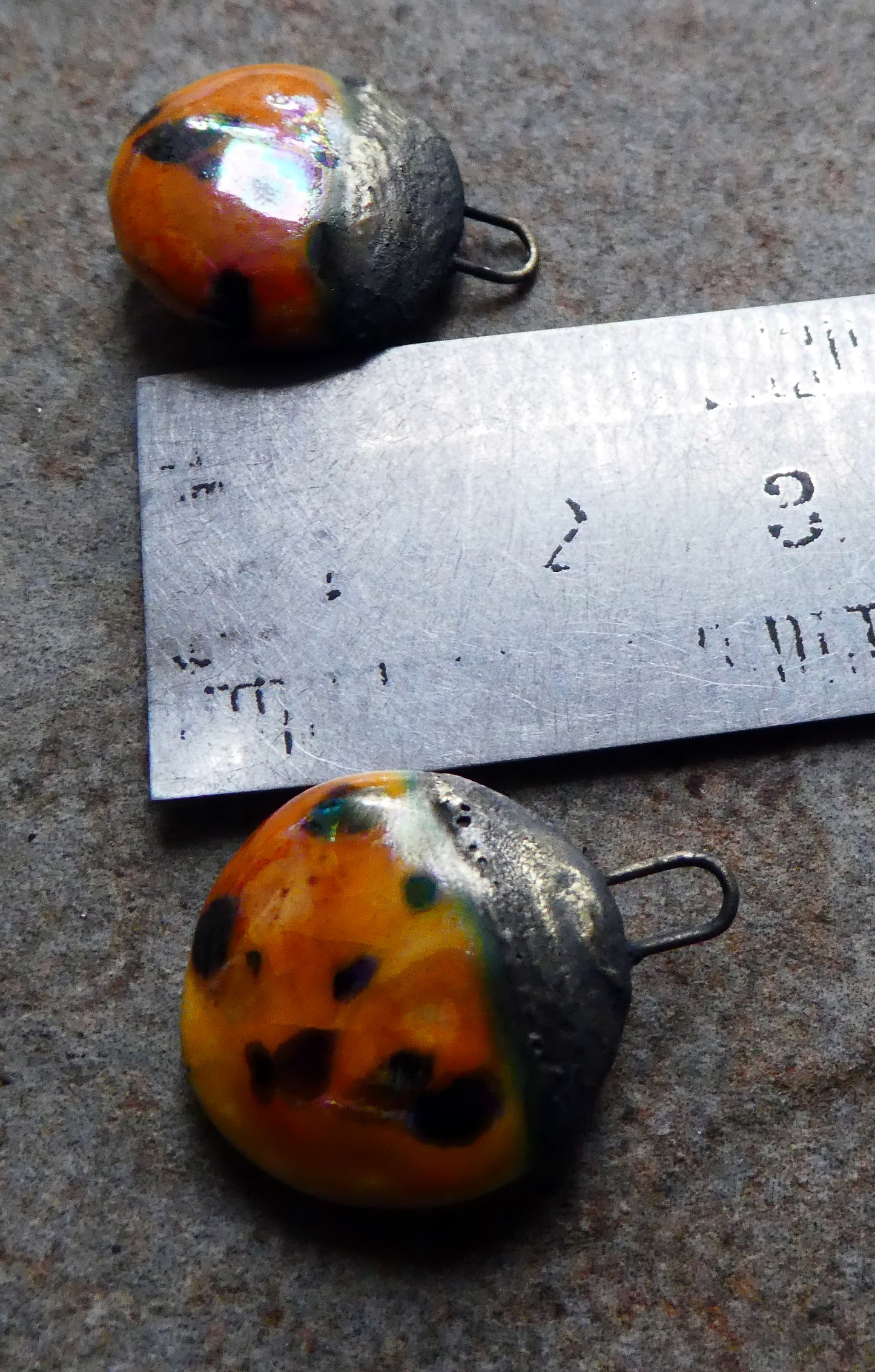 Ceramic Lustrous Disc Drops -Papaya