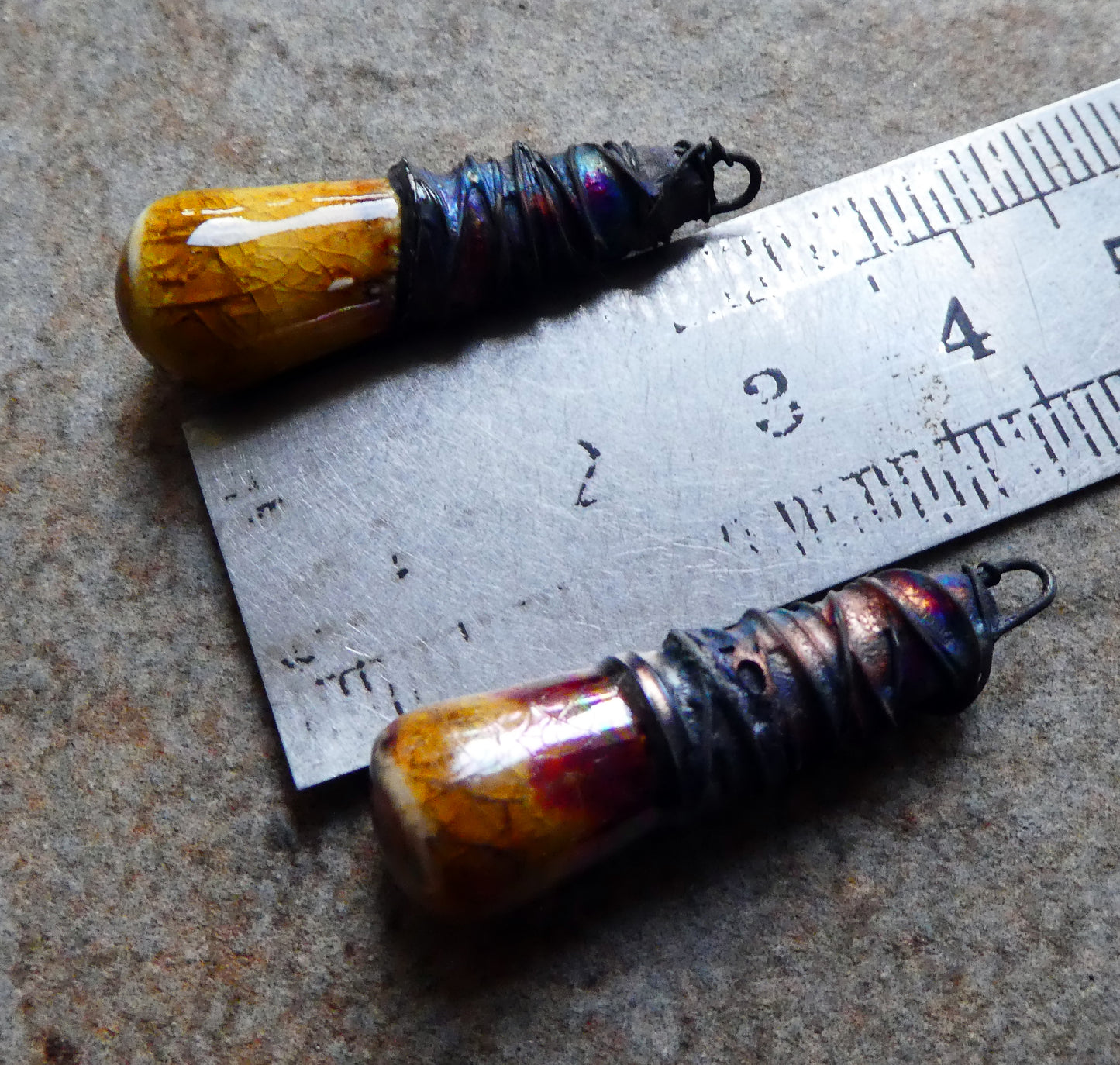 Ceramic Wire Wrapped Lustrous Baton Charms - Dune