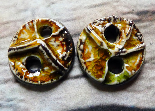 Ceramic Bark Textured Buttons-Dune #2