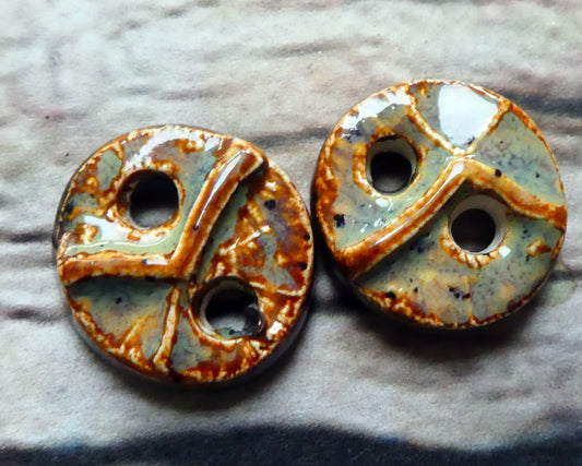 Ceramic Bark Textured Buttons-Amber Ash #1