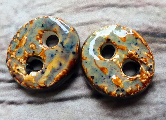 Ceramic Bark Textured Buttons-Amber Ash #2