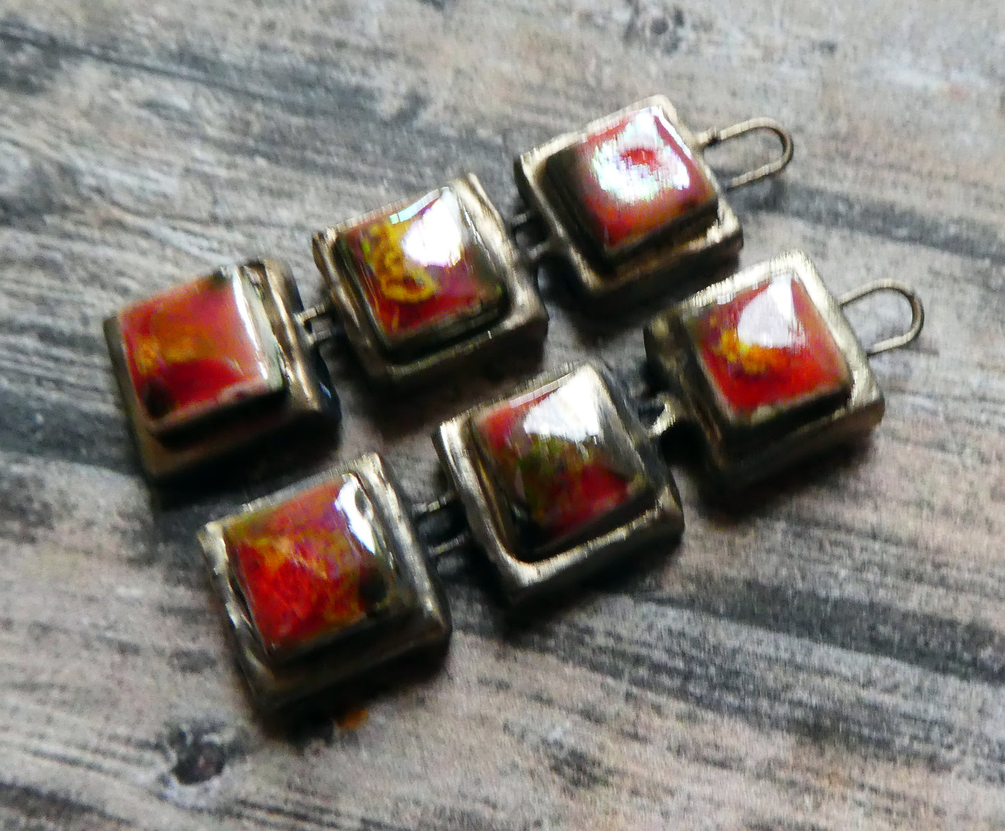 Ceramic Moulded Square Stack Charms - Firecracker