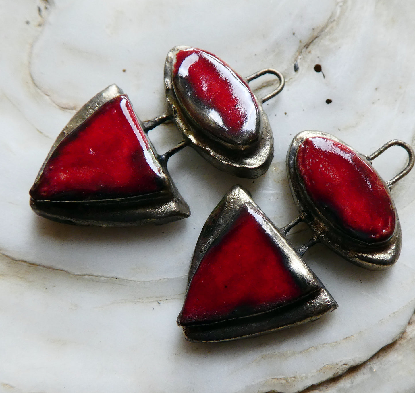 Ceramic Moulded Mixed Shape Charms - Red