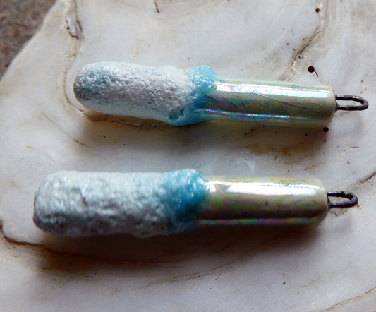 Ceramic Lustrous Snow and Ice Sticks -Aquamarine Crackle