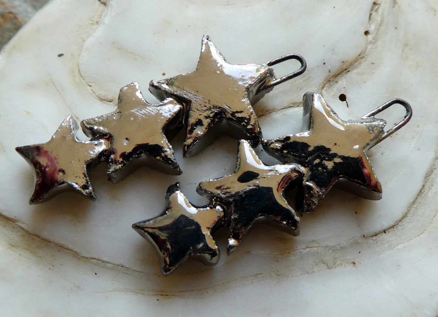 Ceramic Star Stack Earring Charms - Platinum
