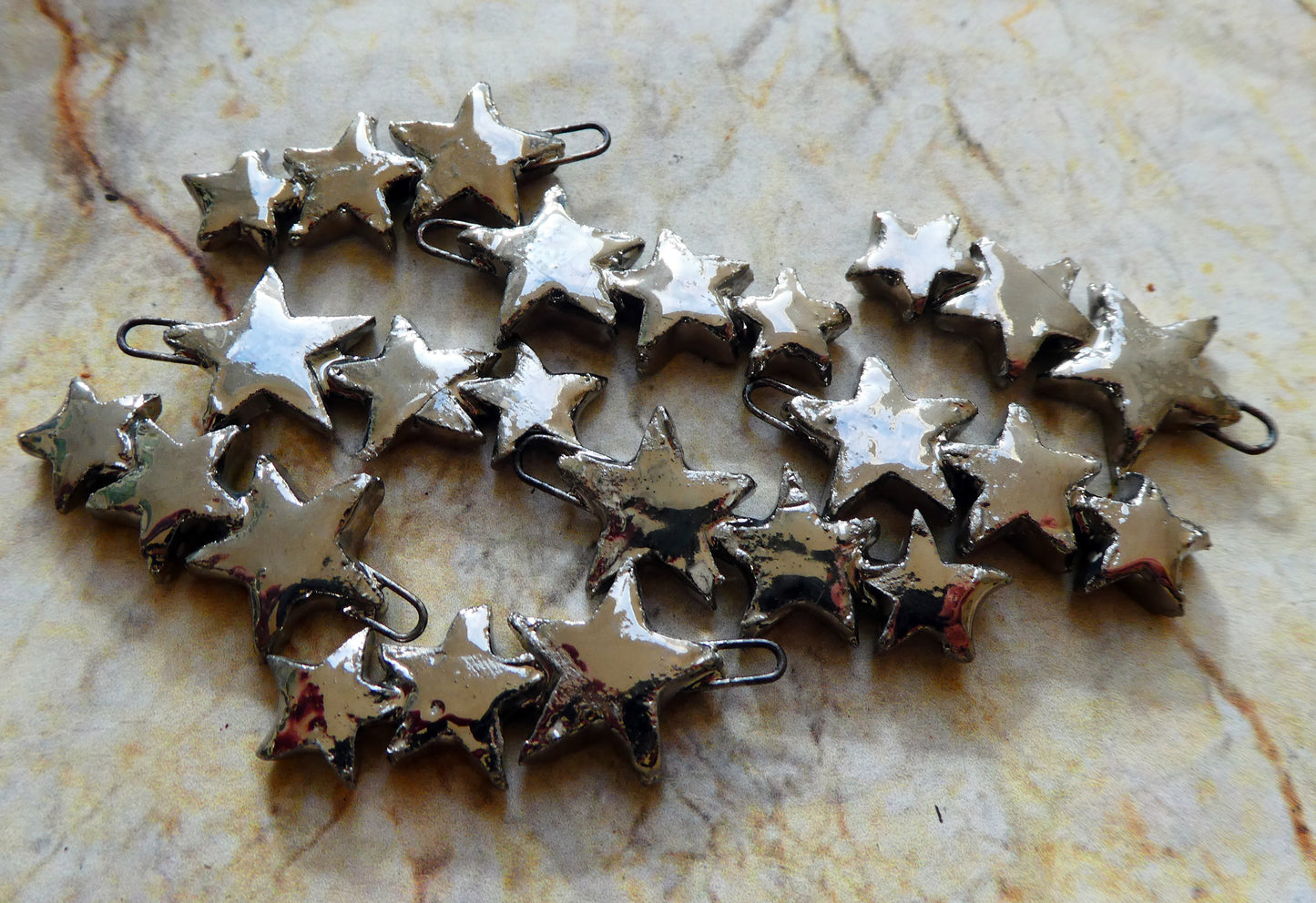 Ceramic Star Stack Earring Charms - Platinum