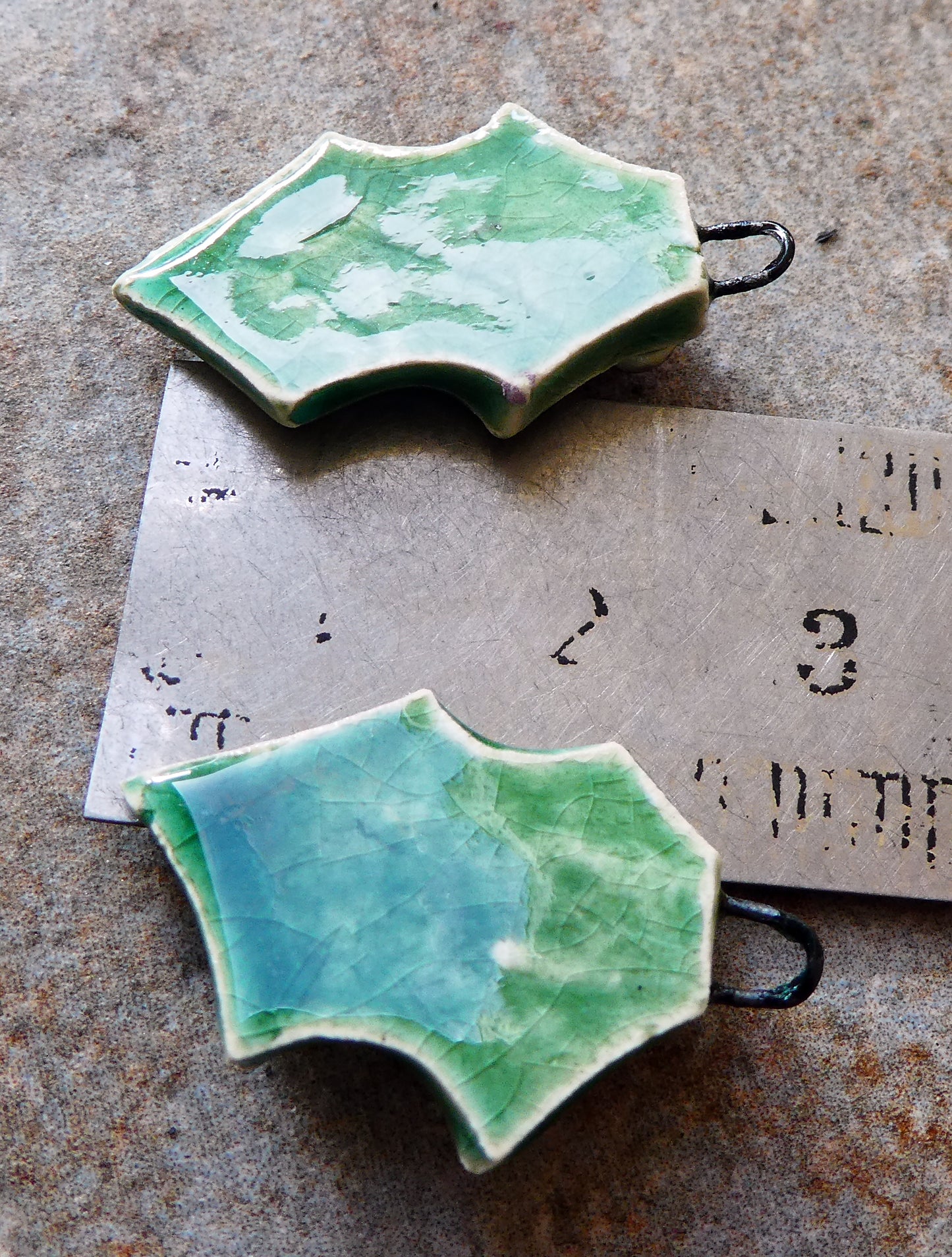 Ceramic Holly Leaf Earring Charms