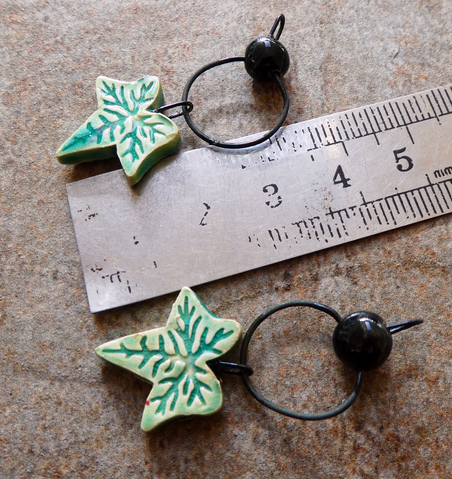 Ceramic Ivy Leaf and Berry Earring Dangles