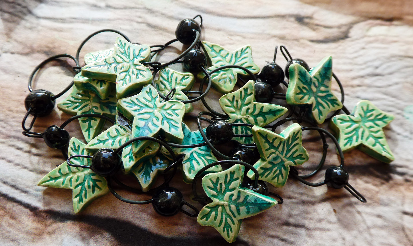 Ceramic Ivy Leaf and Berry Earring Dangles
