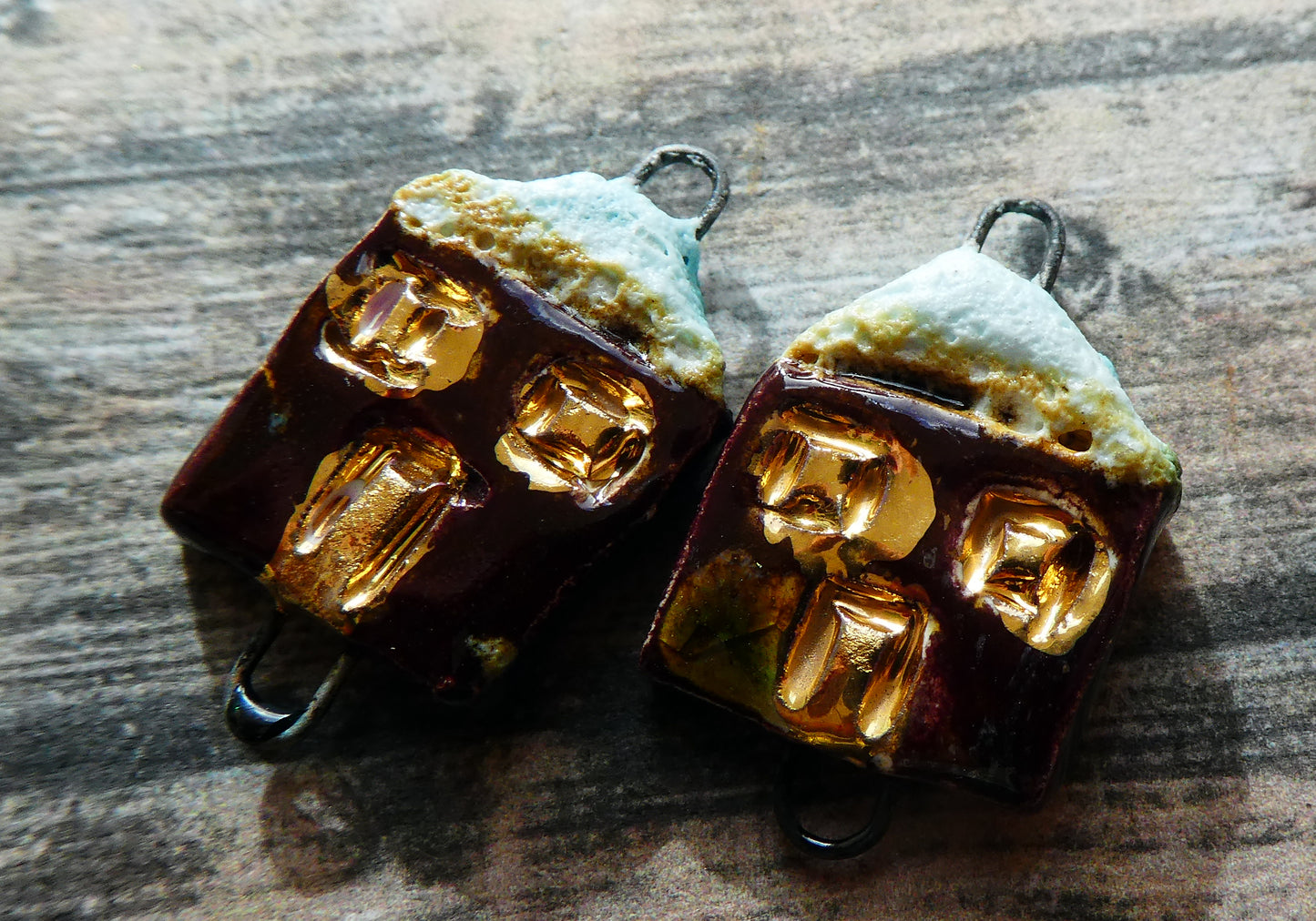 Ceramic Snow Topped House Connectors - Murano