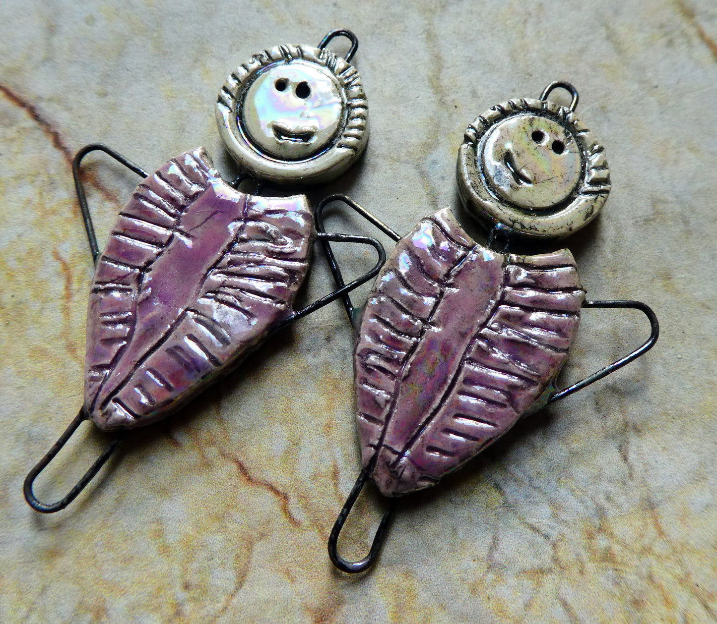 Ceramic Lustrous Simple Souls Angel Connectors -Grapel