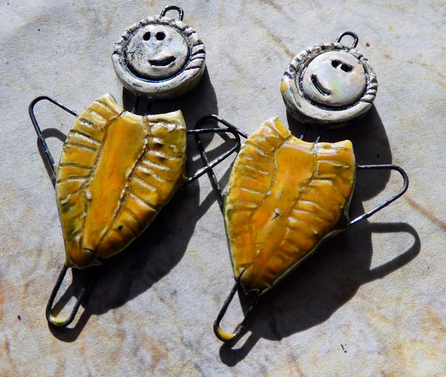 Ceramic Lustrous Simple Souls Angel Connectors -Yellow