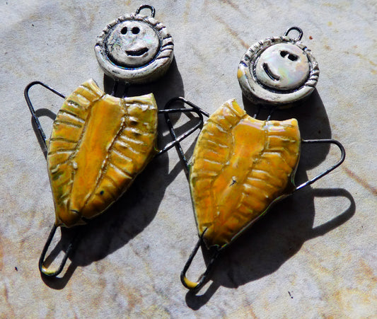 Ceramic Lustrous Simple Souls Angel Connectors -Yellow